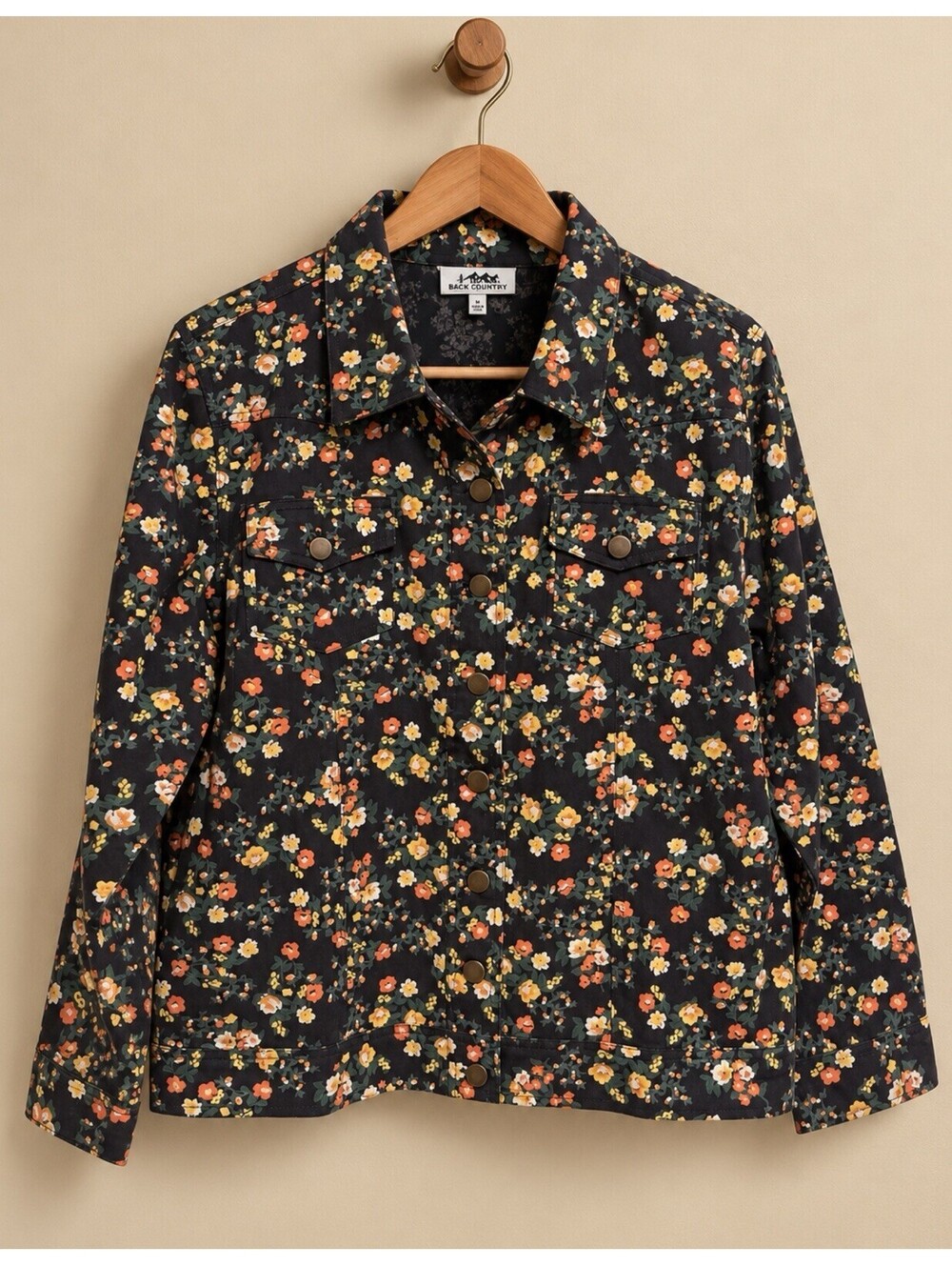 Back in the Saddle Women’s L Floral Western Snap Jacket Shacket Cowgirl Black